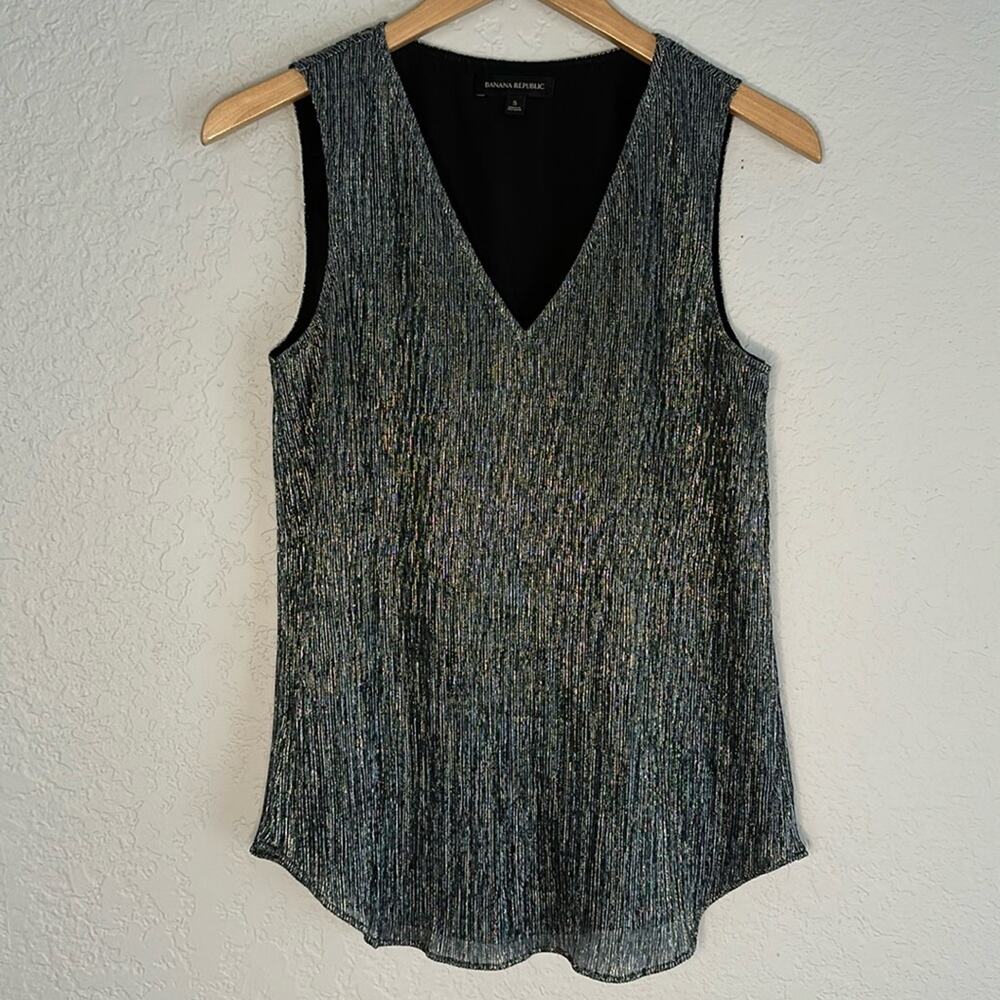 NEW Banana Republic Silver Shimmer Metallic Tank Top Date Night Holiday Party